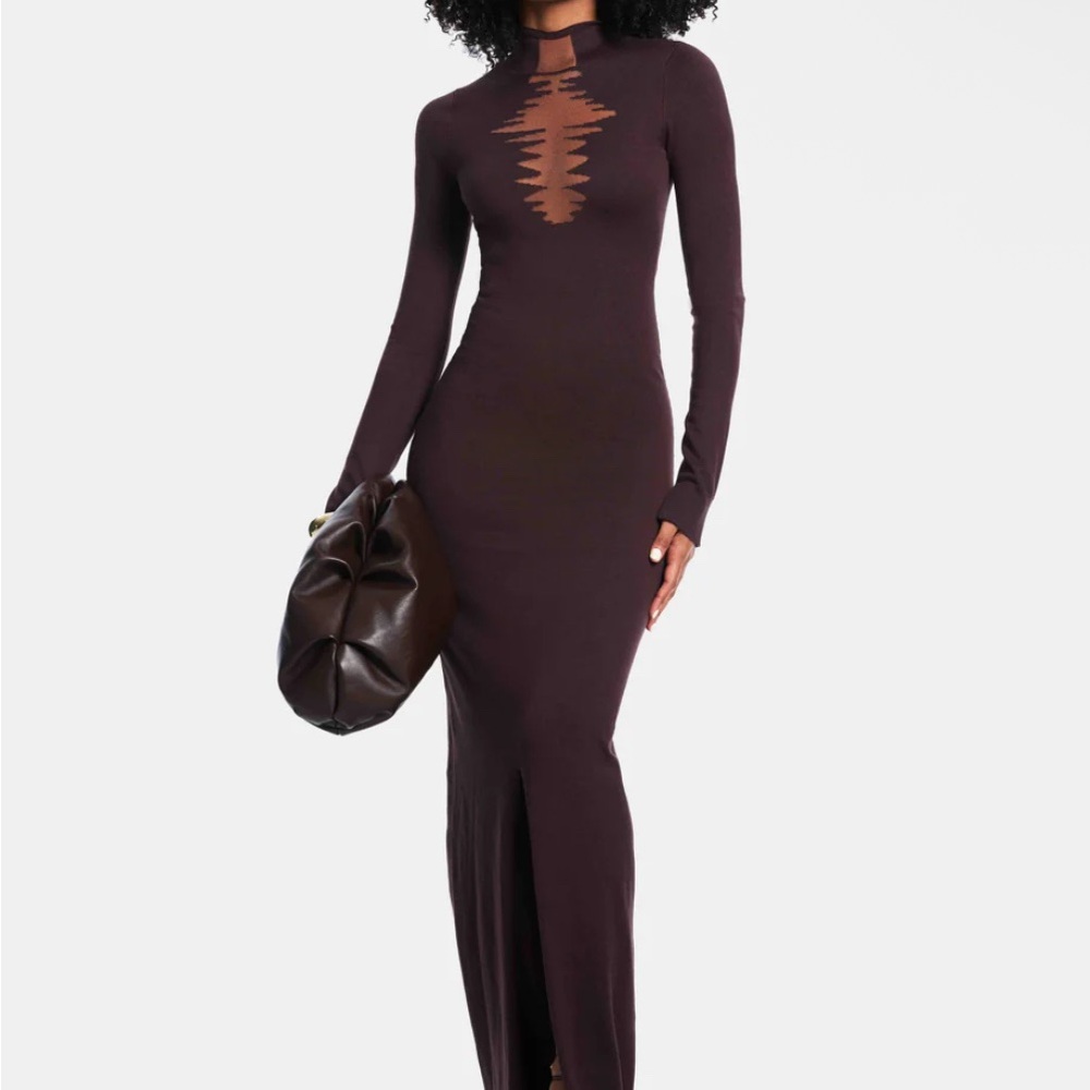 Hanifa Chic Dark Brown Long Sleeve Dress